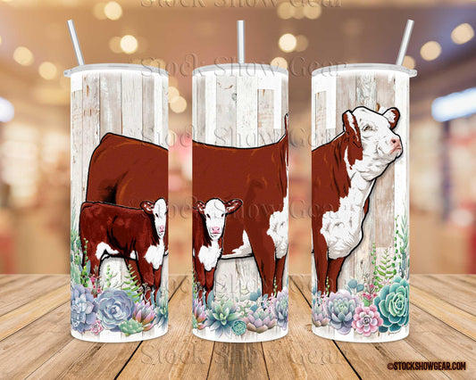 Red Hereford Pair "Succulents" Tumblers