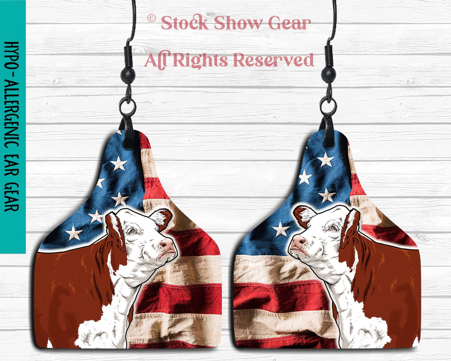 Red Hereford Calf "Blue Aztec" Earrings