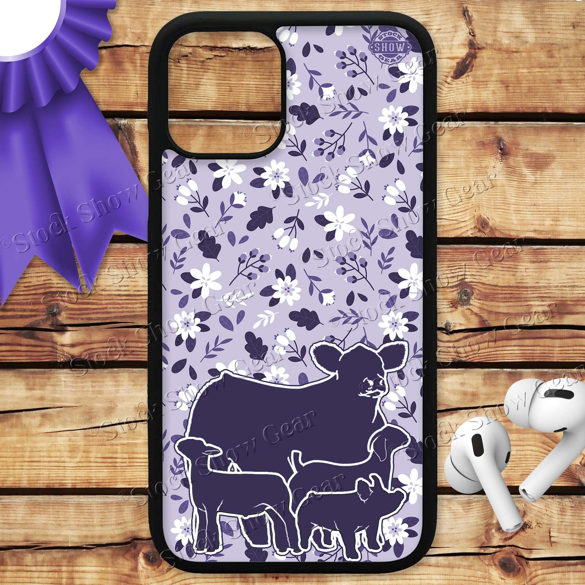 Show Stock Animals "Lavender Floral" Phone Cases-iPhone and Samsung Stock Show Gear Show Stock Animals "Lavender Floral" Phone Cases-iPhone and Samsung Stock Show Gear