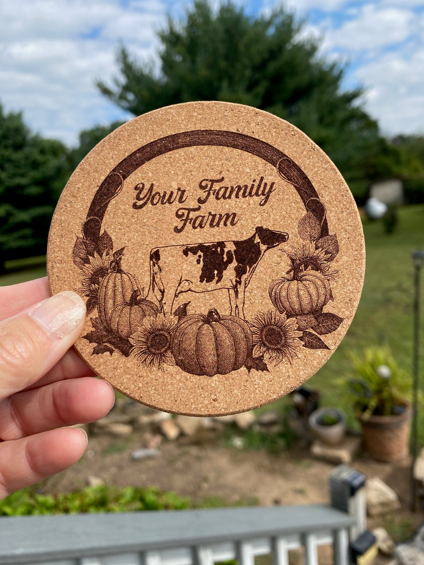 Dairy Cattle Cork Coaster Set - Customize Design - Fall Farm