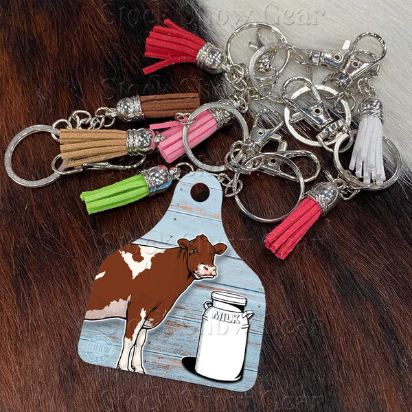 Red and White Dairy Cow Keychains