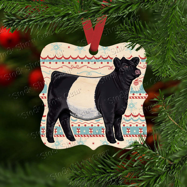 Belted Galloway Wood Christmas Ornament