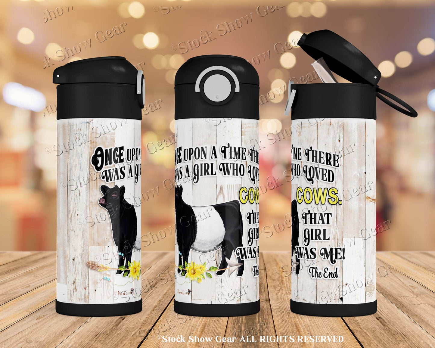 Belted Galloway "Storytime" Girls 12oz Color Flip Top Water Bottle