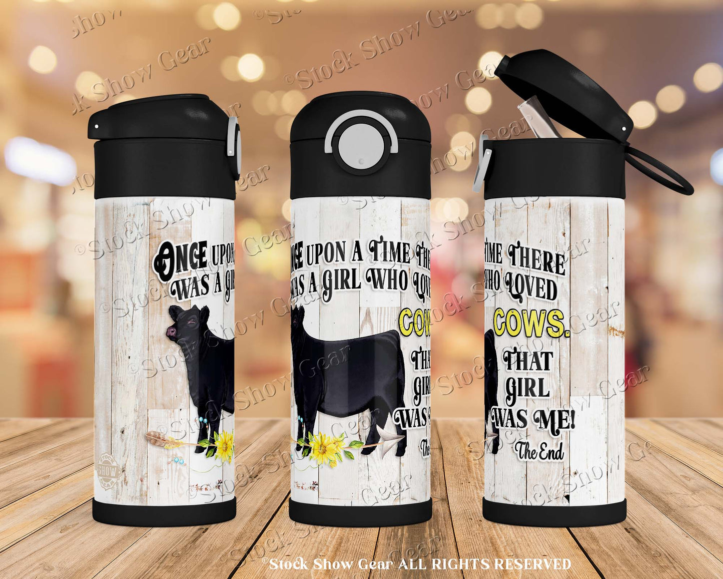 Black Angus "Storytime" Girls 12oz Color Flip Top Water Bottle