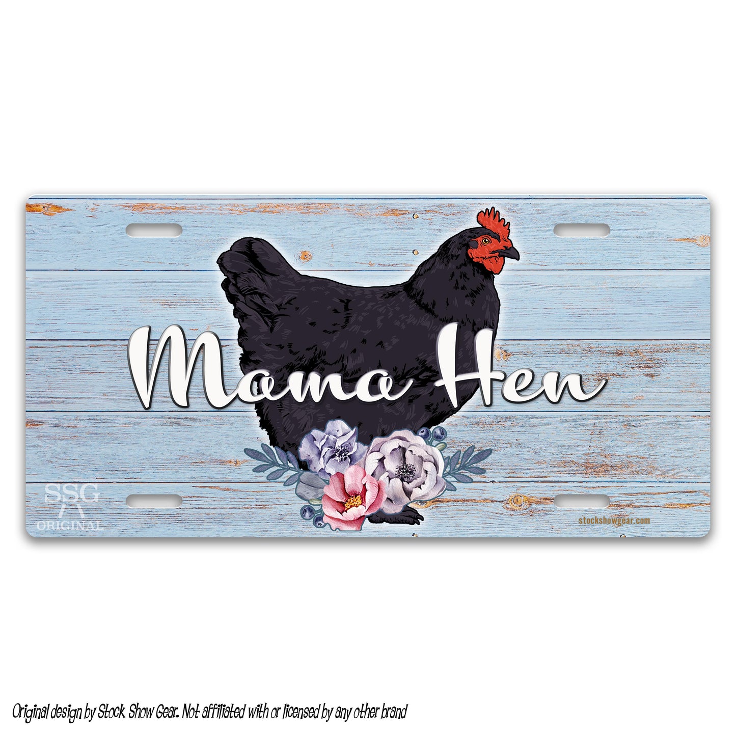Chicken Soft Blue Floral Livestock License Plate