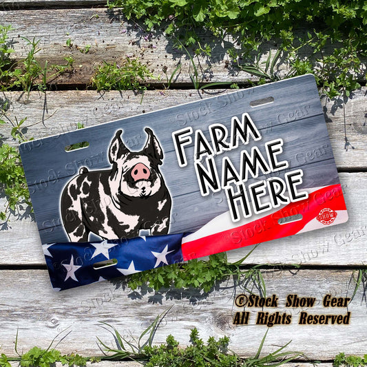 Calico Pig "Planked Wood Flag" License Plate Design