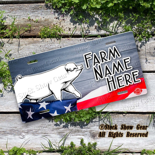 Chester Pig "Planked Wood Flag" License Plate Design