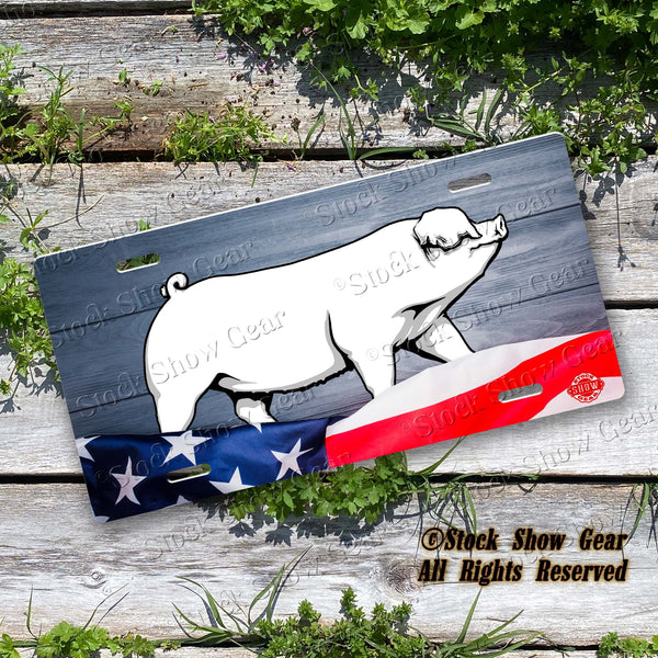 Chester Pig "Planked Wood Flag" License Plate Design