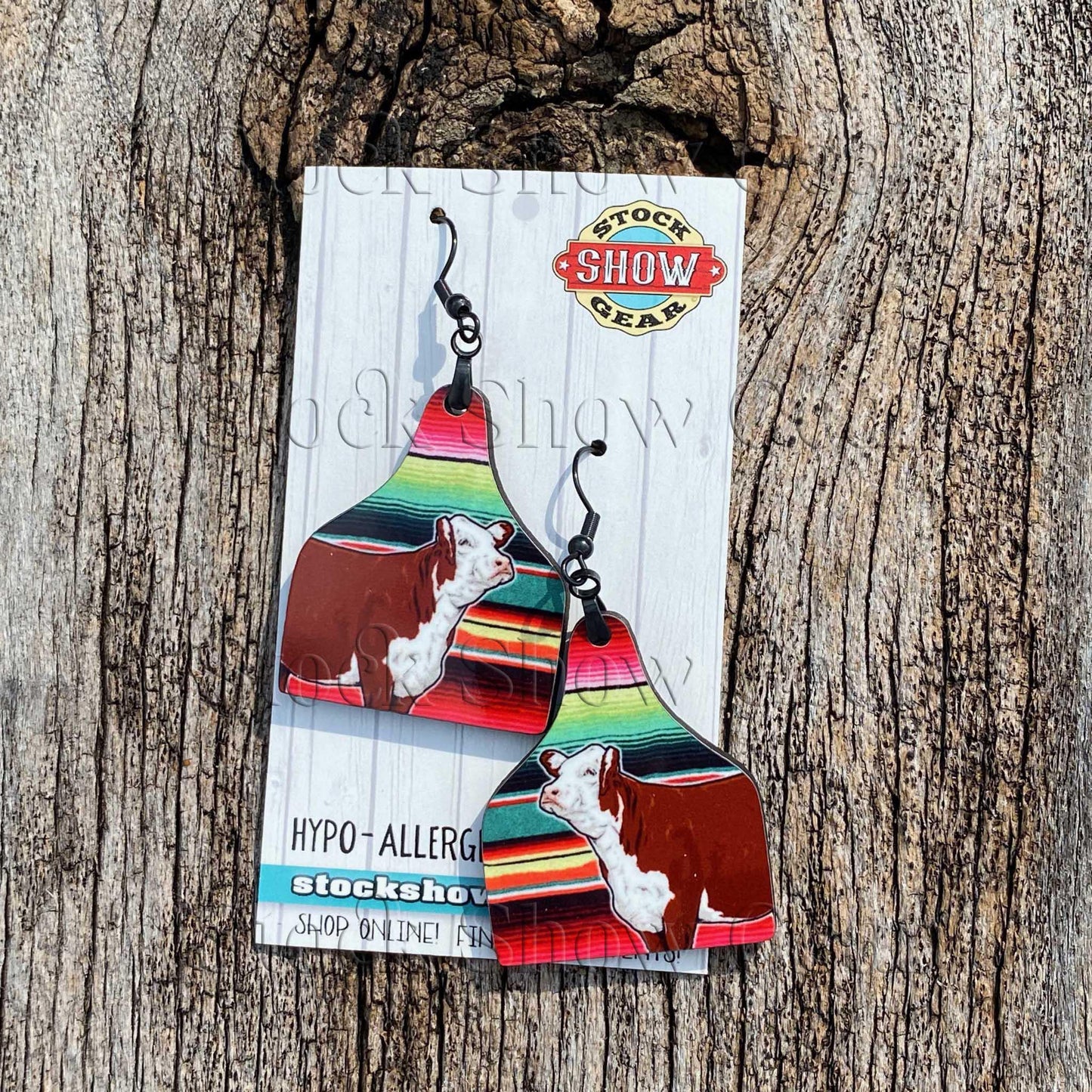 Red Hereford Earrings-Ear Tag Shape