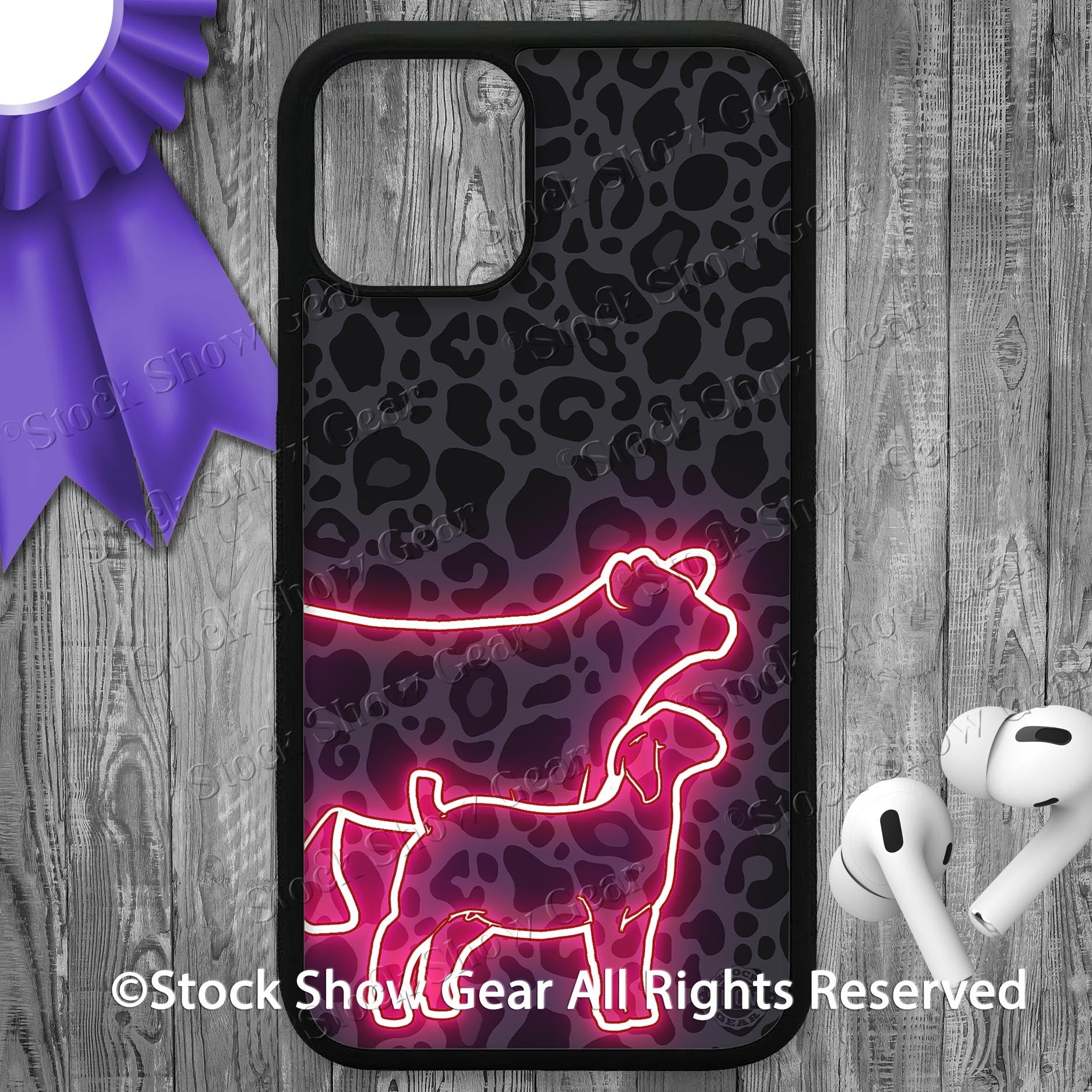 Show Heifer and Goat "Black-Leopard-Neon" Phone Cases-iPhone and Samsu Stock Show Gear Show Heifer and Goat "Black-Leopard-Neon" Phone Cases-iPhone and Samsu Stock Show Gear