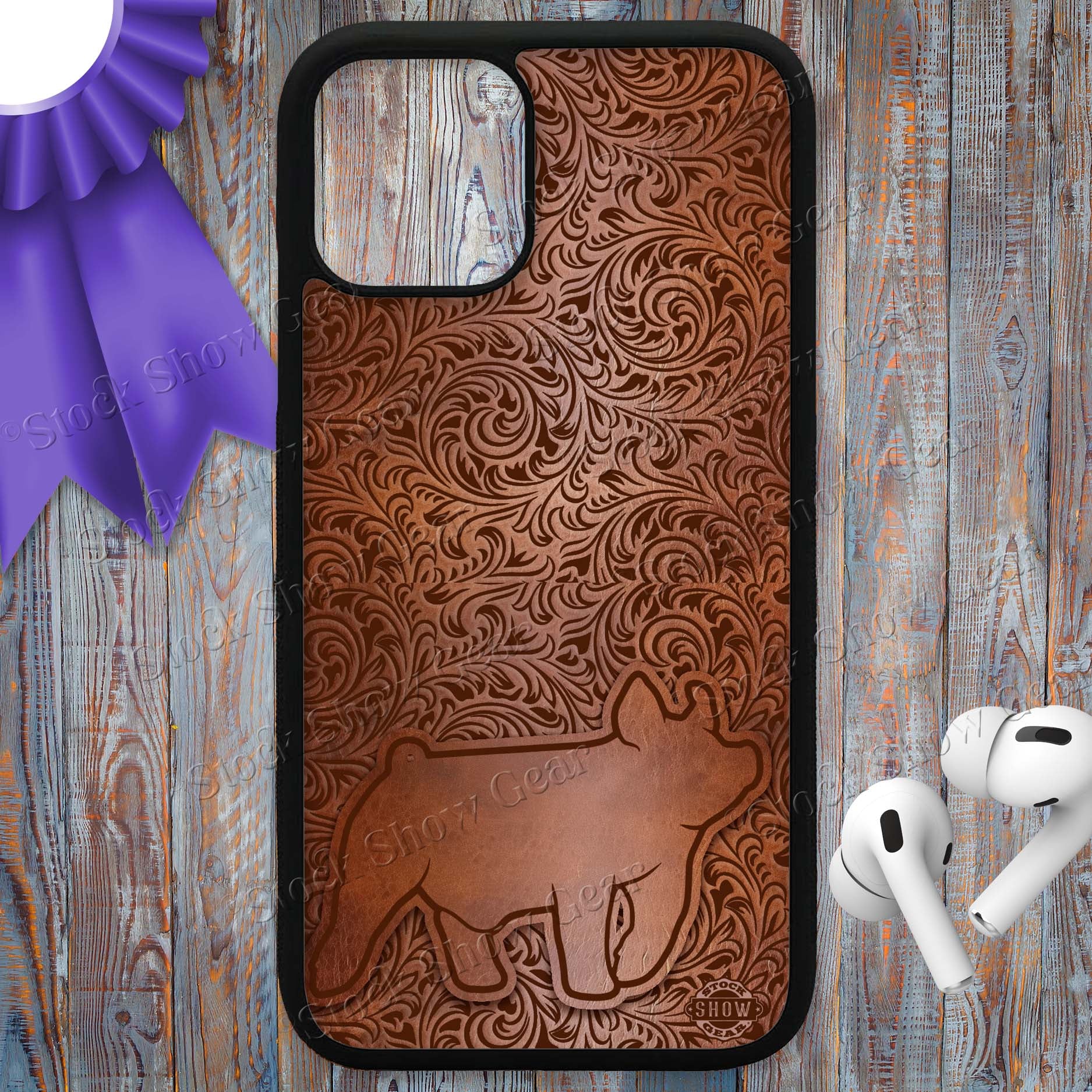 Show Pig "Tooled Leather-Look" Phone Cases Stock Show Gear Show Pig "Tooled Leather-Look" Phone Cases Stock Show Gear