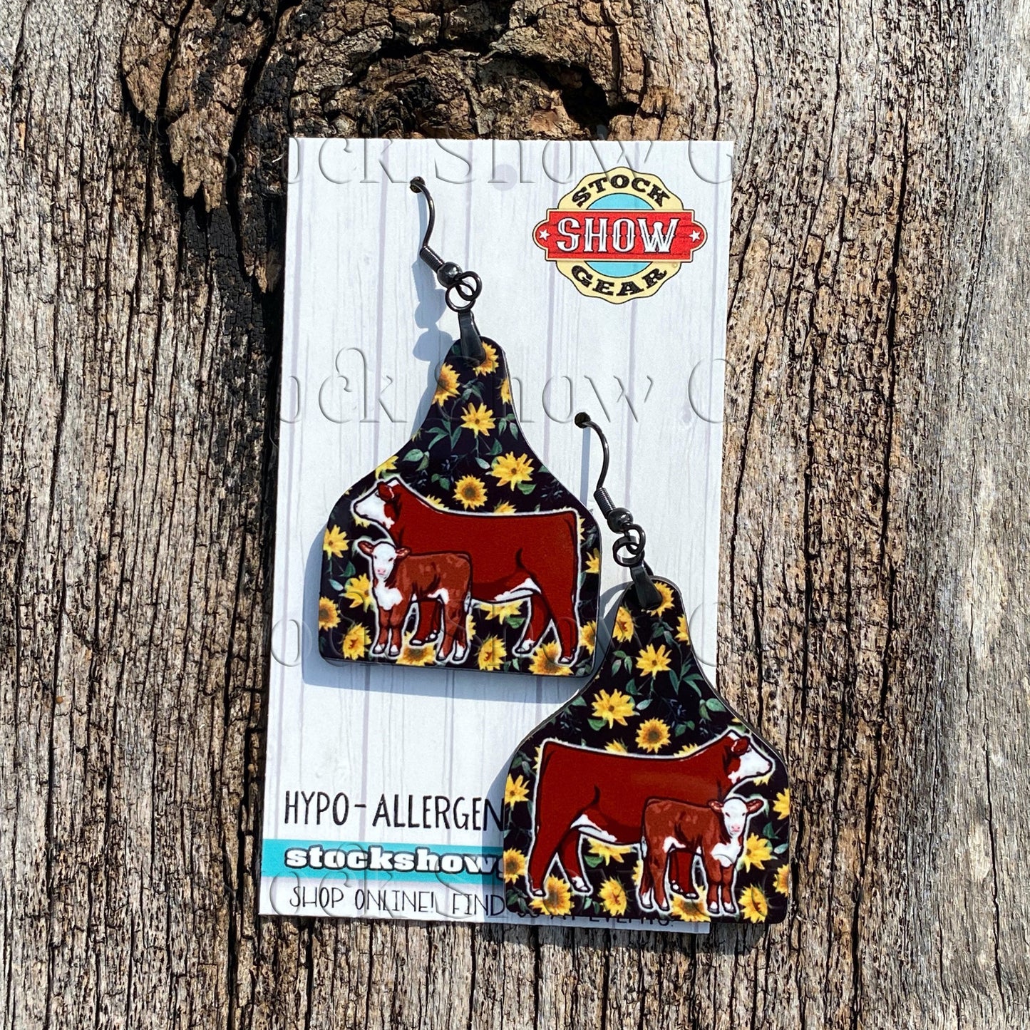 Red Hereford Pair "Sunflowers" Earrings