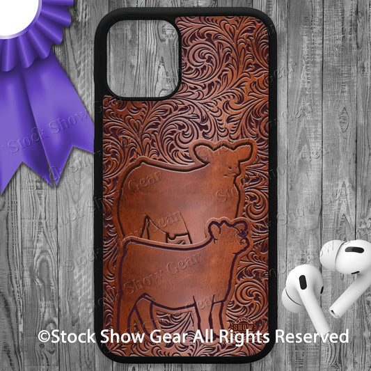 Show Heifer-Steer Combo "Tooled Leather-Look" Phone Cases-iPhone and Samsung
