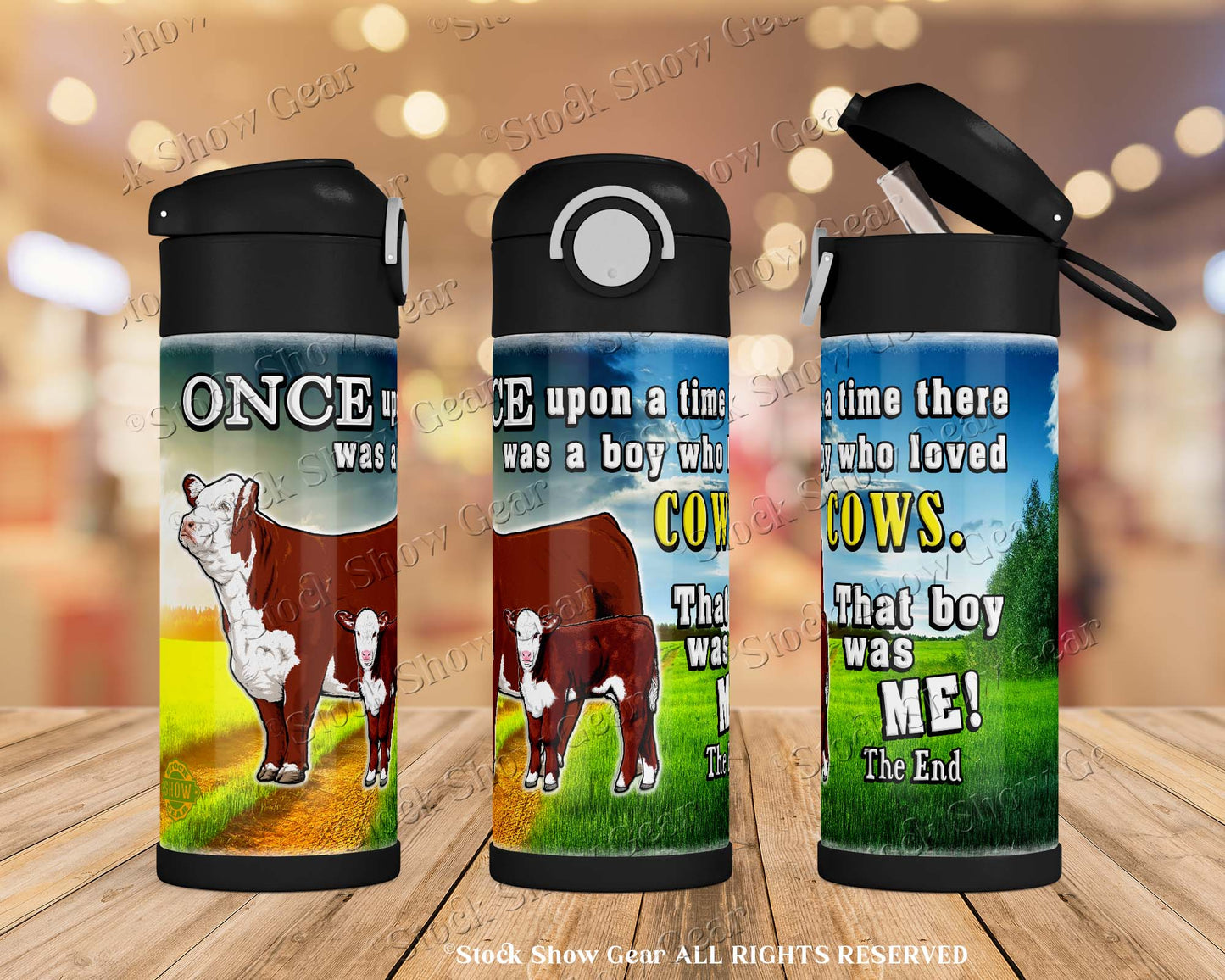 Red Hereford "Storytime" Boys 12oz Color Flip Top Water Bottle