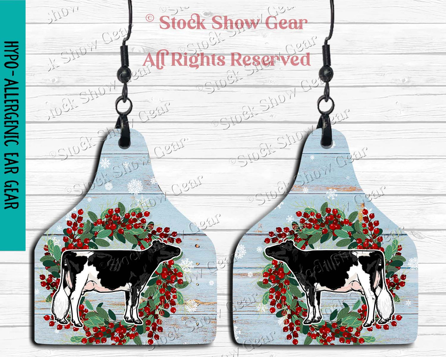 Dairy Cow Earrings - Christmas Designs - Seasonal Item