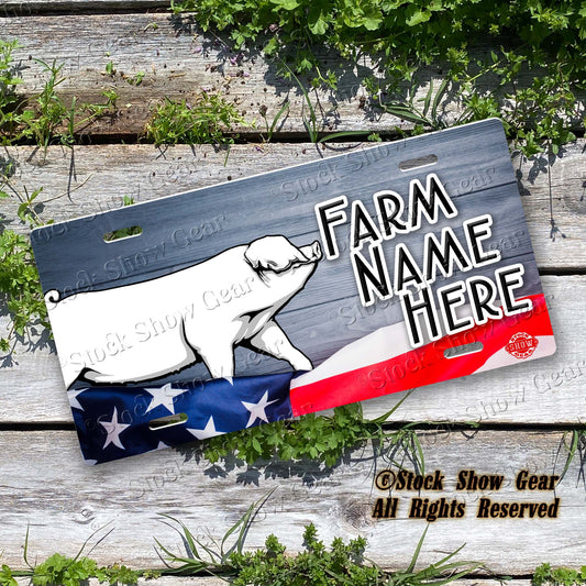 Landrace Pig "Planked Wood Flag" License Plate Design