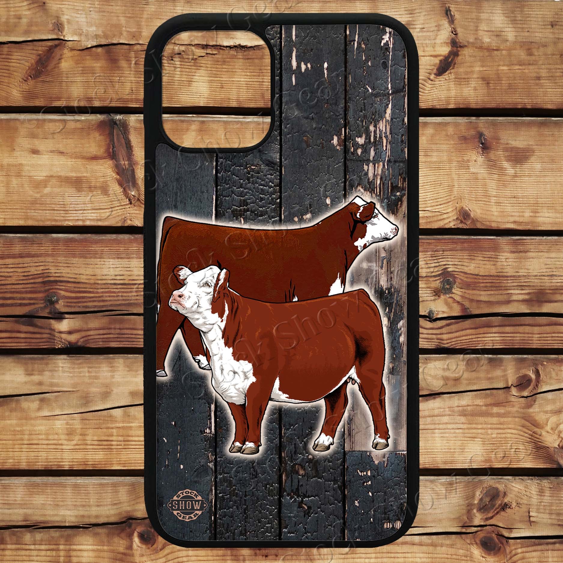 Red Hereford "Charred Wood" Phone Case Design Stock Show Gear Red Hereford "Charred Wood" Phone Case Design Stock Show Gear