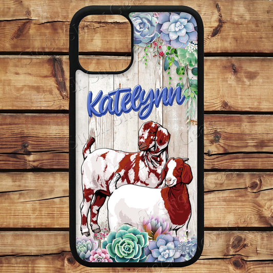 Boer Goat Pair "Succulent" Design Phone Cases