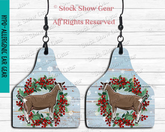 Christmas Dairy Goat Earrings