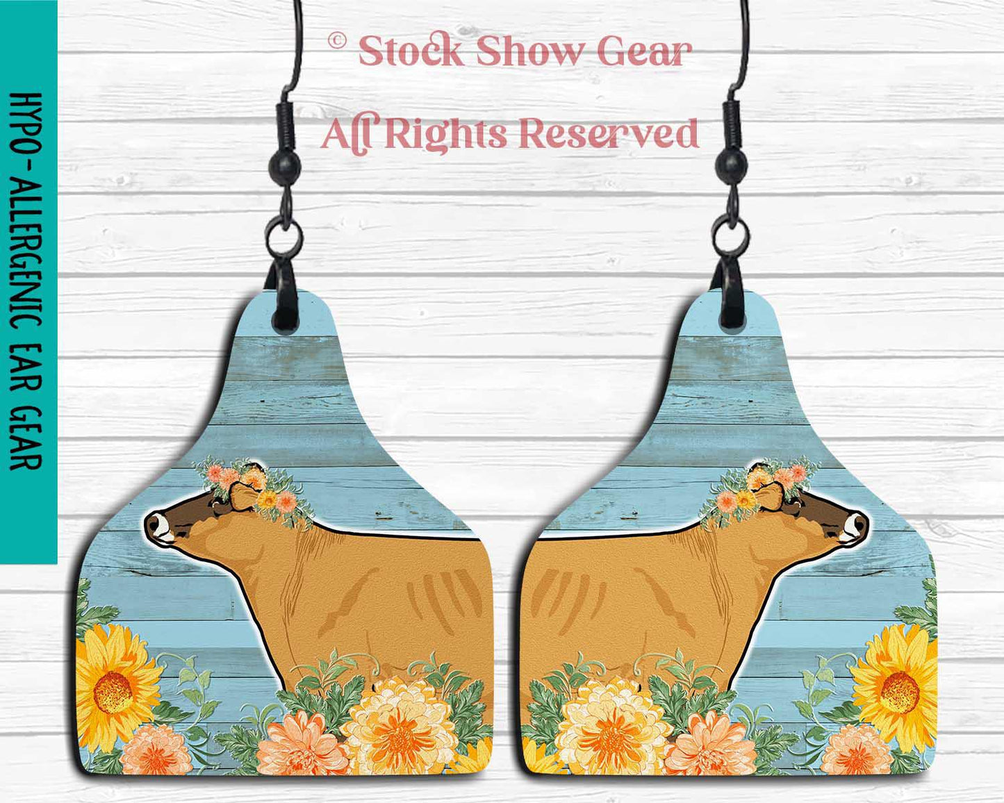 Jersey Dairy Cow Earrings - Ear Tag Shape - Multiple Designs