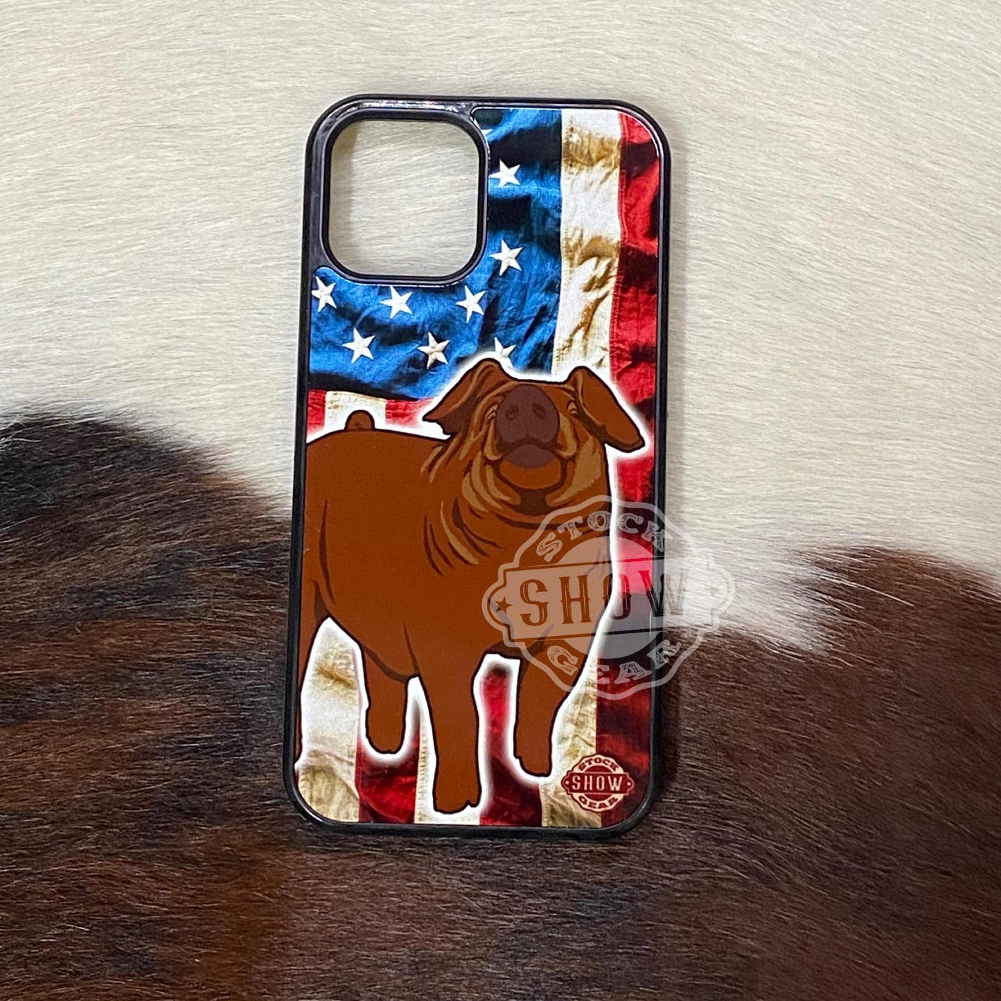 Duroc Pig Phone Cases - USA Flag Print - Apple and Samsung