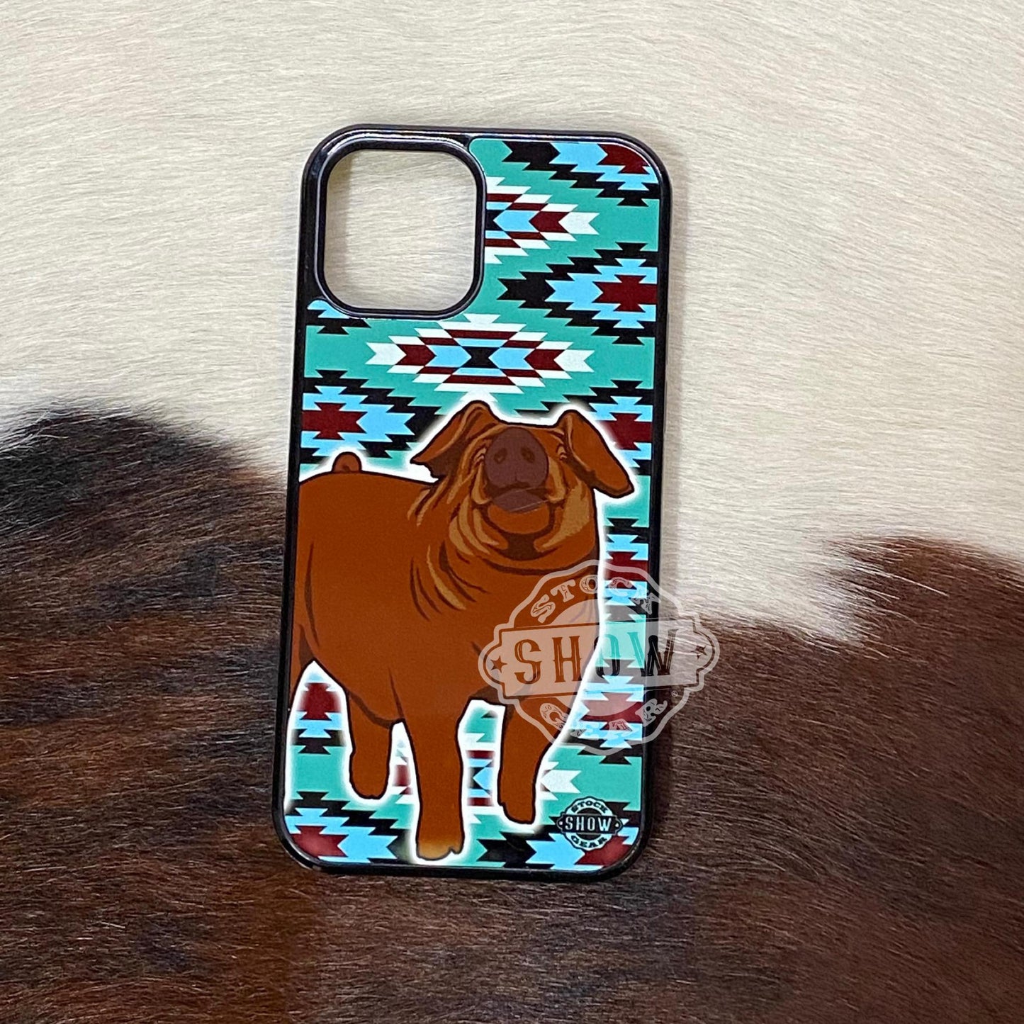 Duroc Pig Phone Cases - Aztec Pattern - Apple and Samsung