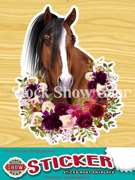 Horse Head-Floral Swag Stickers