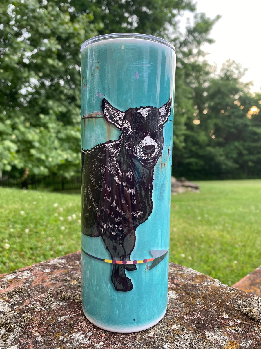 Teal Bull Skull Personalized 20oz Insulated Tumbler with Lid and Straw