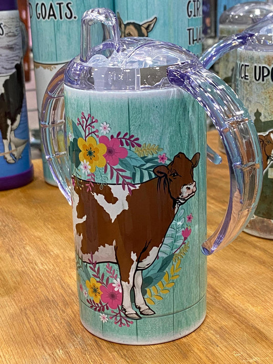 Ayrshire Daiy Cow Tumbler-12oz Sippy Training Cups