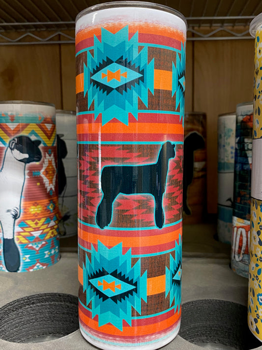 Sheep Design Tumbler- Southwest Red Design