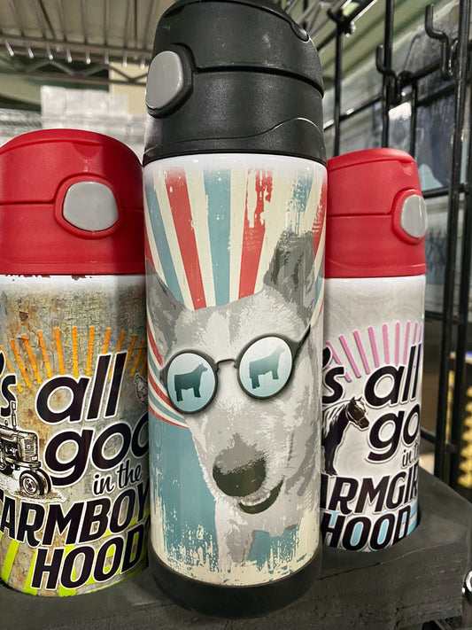 Cattle Dog in Sunglasses-Retro Starburst Print-12oz. Flip Sip Tumbler