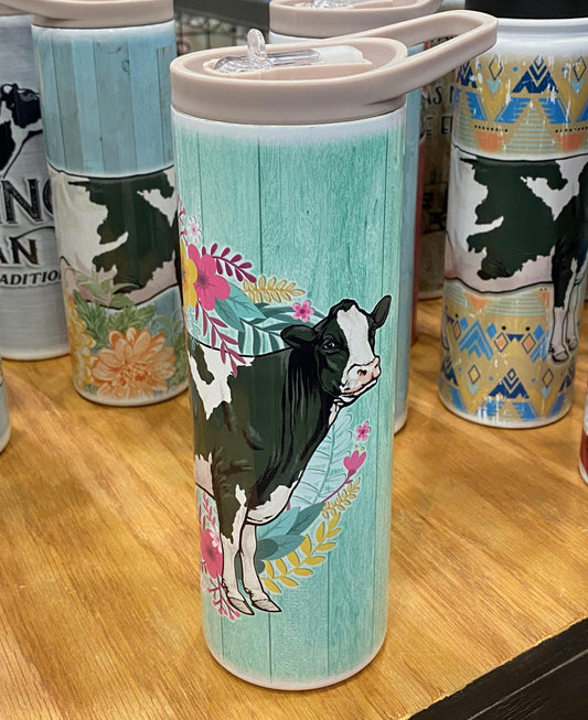 Black Holstein-Happy Wreath Design Tumblers