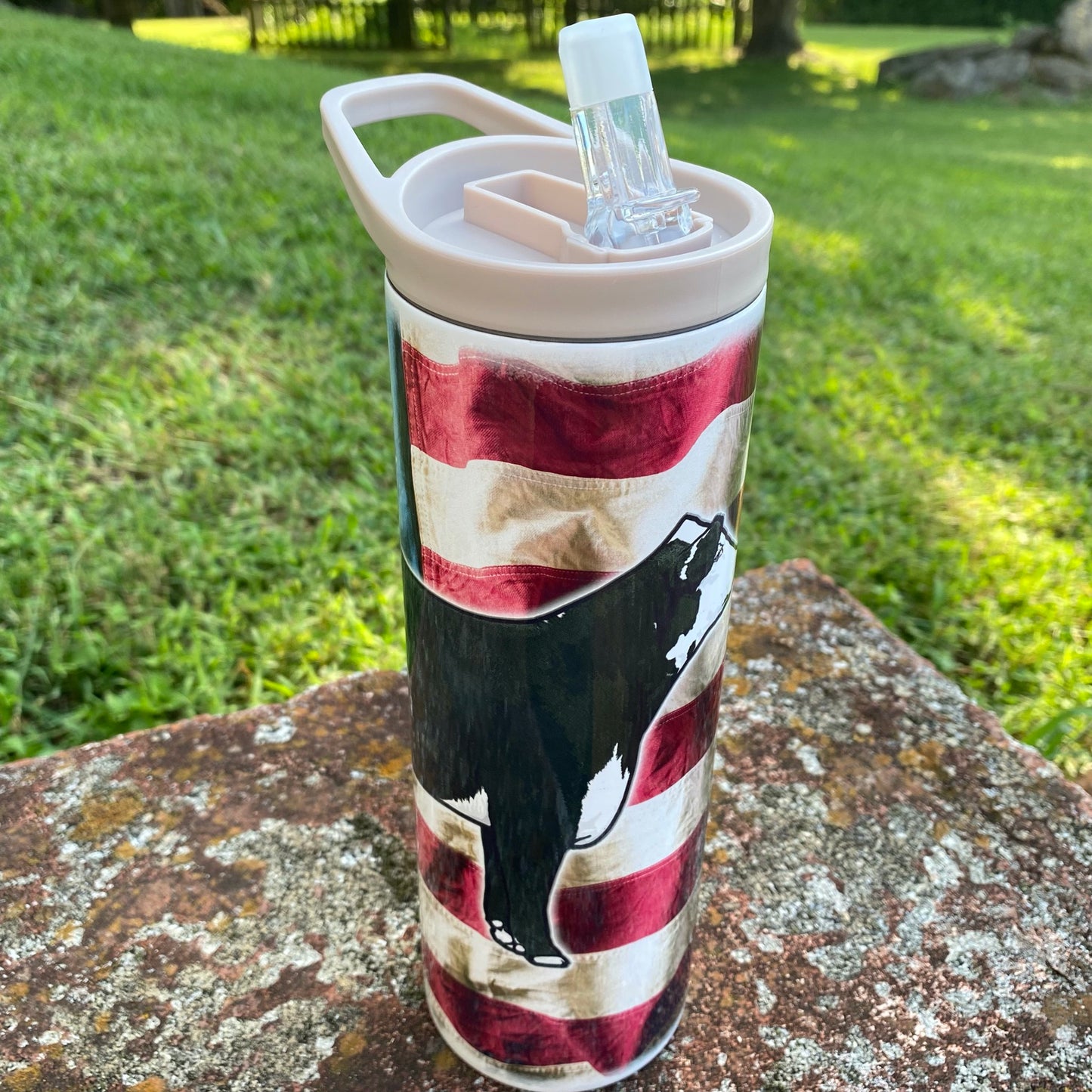 Black Hereford Wrinkled USA Flag Tumblers
