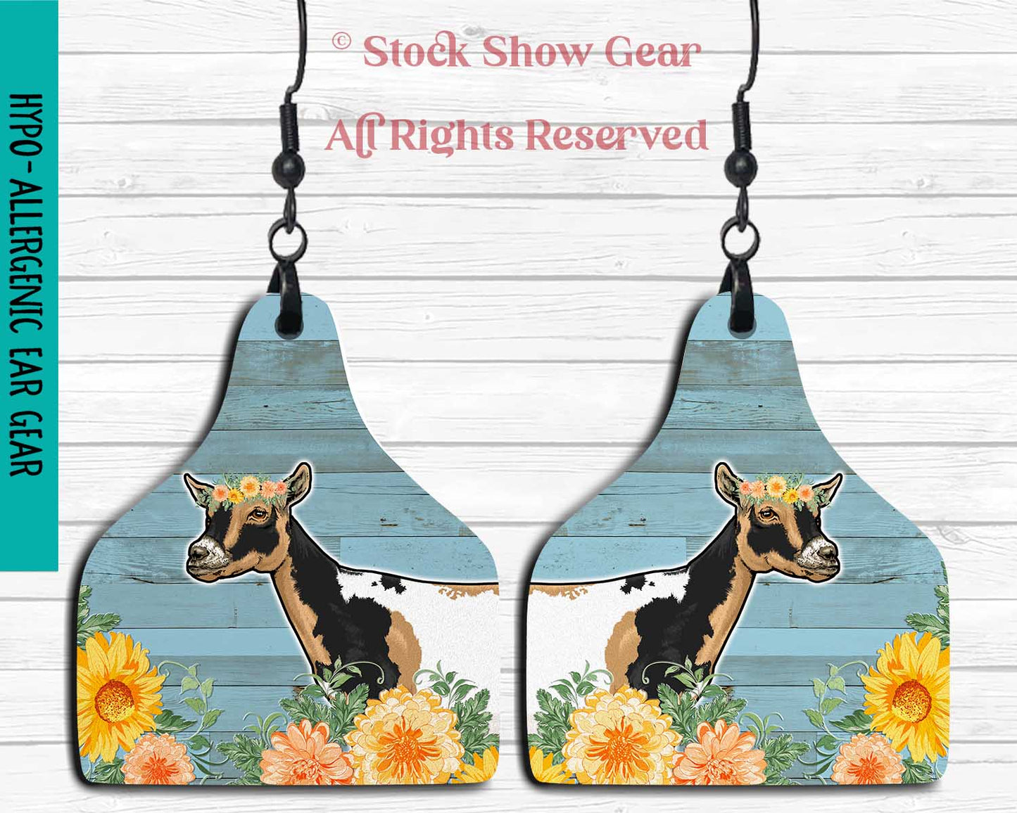 Nigerian Goat Ear Tag Shaped Earrings-Autumn Flowers