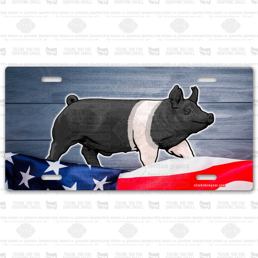 Show Pig "Planked Wood Flag" License Plates