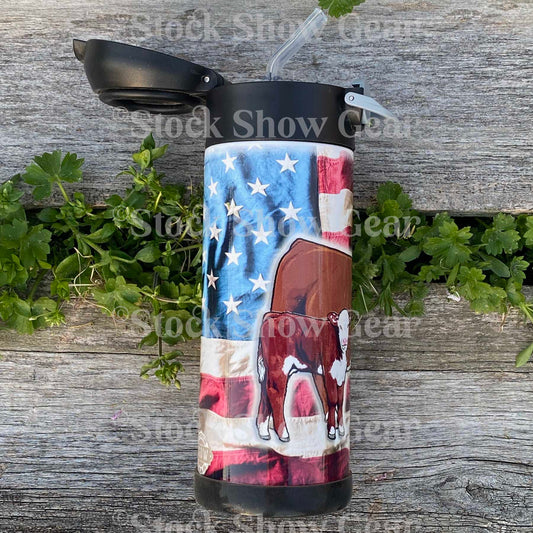 Red Hereford USA Flip Sip Tumbler
