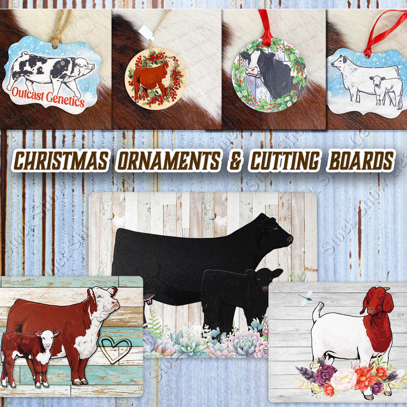 Livestock Christmas Ornaments &amp; Cutting Boards