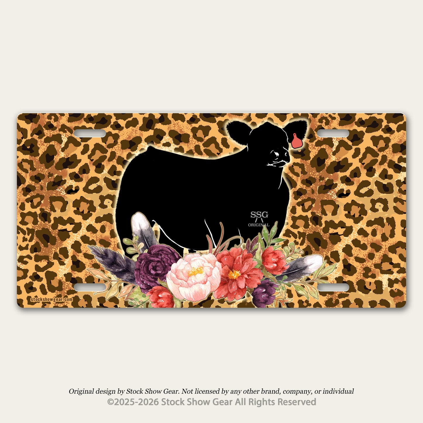 Black Cattle License Plates | Cheetah |Floral