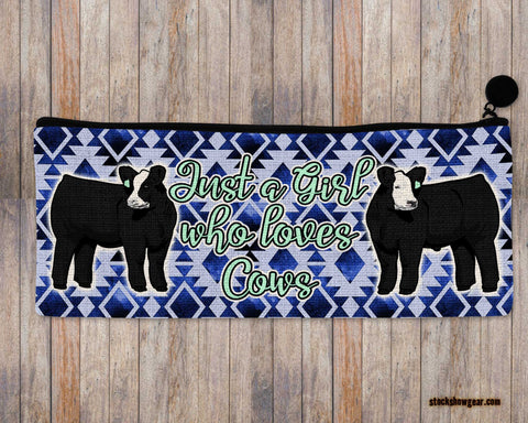 Just a Girl Who Loves Cows-Black Baldy Pencil-Cosmetic Bag