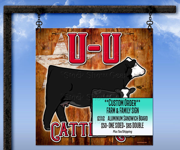 12x12 livestock sign featuring black herefords