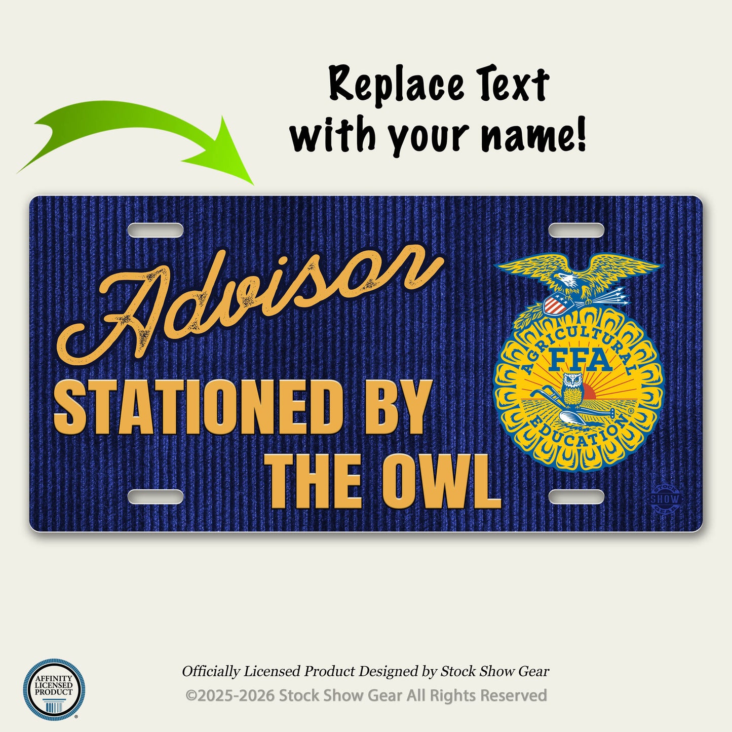 FFA Advisor | Stationed by the Owl | Metal License Plate Sign