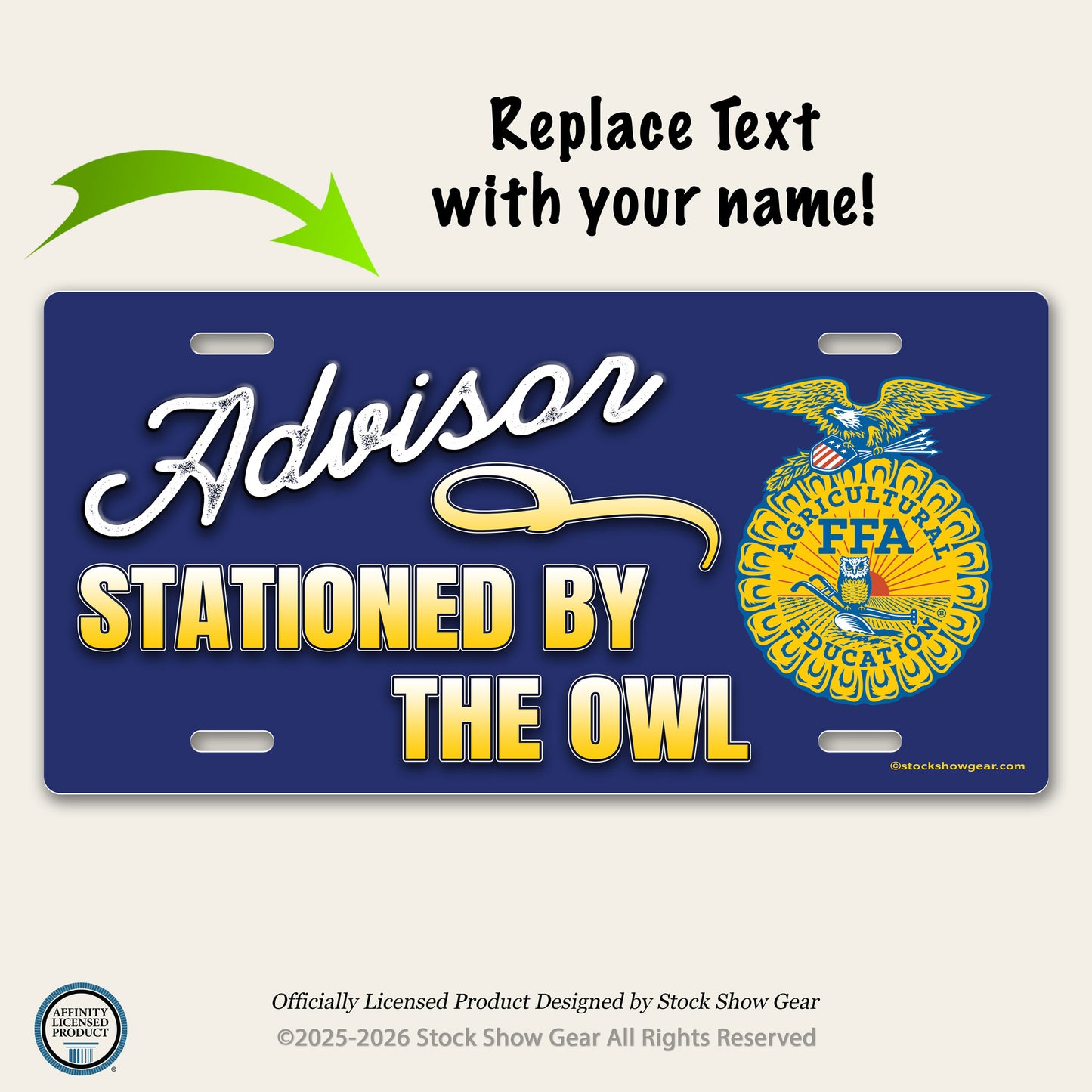 FFA Advisor | Stationed by the Owl | Metal License Plate Sign