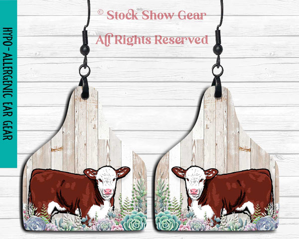 Red Hereford Calf "Succulents" Earrings