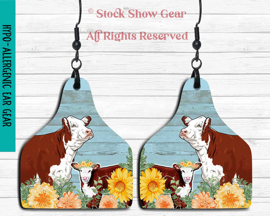 Red Hereford "Autumn Flowers" Earrings