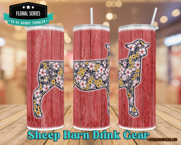 Gray Floral Sheep-Terra Cotta Wood Tumblers