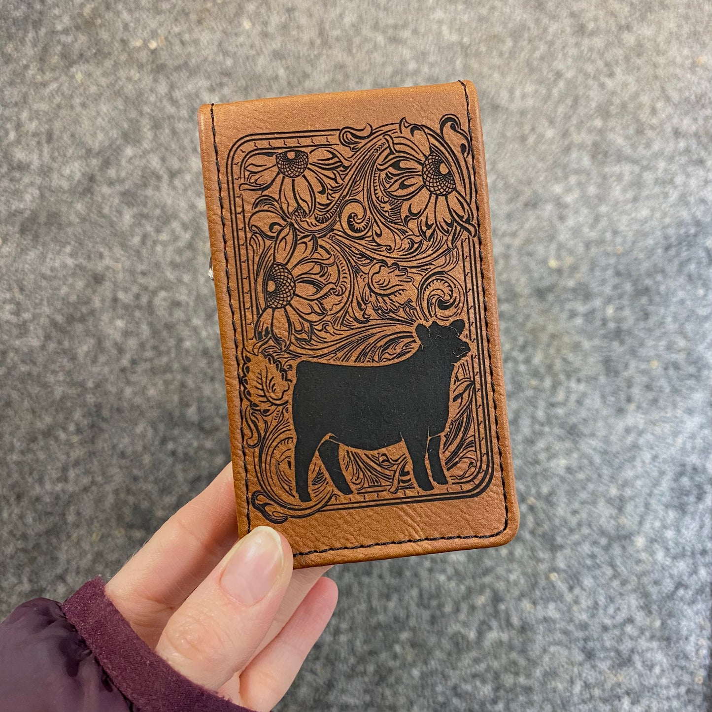 7 Piece Leatherette Manicure Set – Show Heifer On Sunflower Tooling