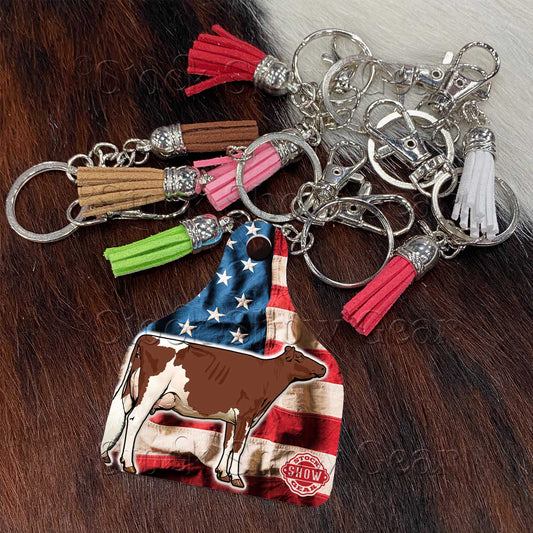 Red and White Dairy Cow Keychains
