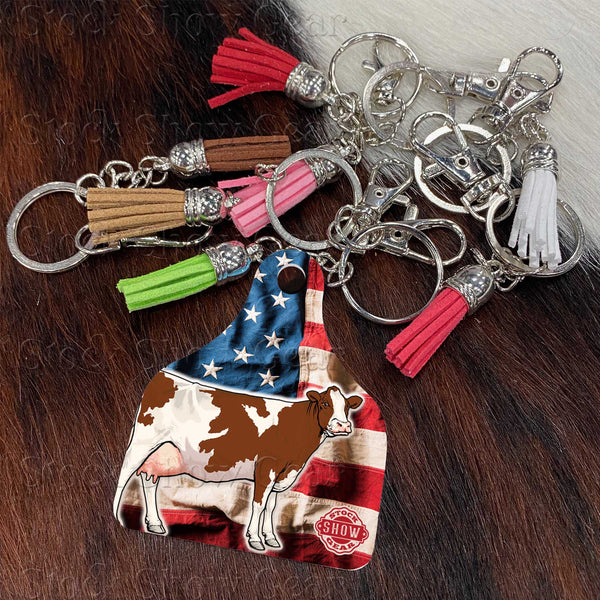 Red and White Dairy Cow Keychains