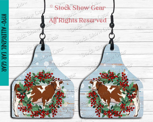 Dairy Cow Earrings - Christmas Designs - Seasonal Item