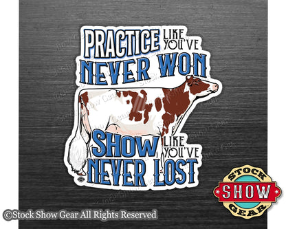 Dairy Show Cow Magnet - Practice Like You've Never Won - 4 inches